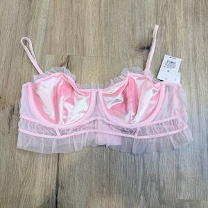 Auden Velvet & Mesh Pleaded Bra Light Pink Medium size